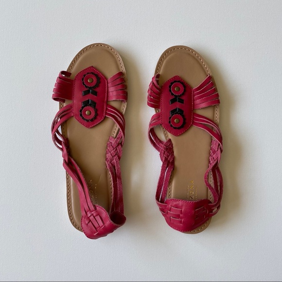 red huarache sandals